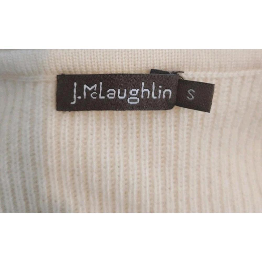 J. McLAUGHLIN Natural Italian Merino Wool Ribbed Ruffle Sleeve Sweater Womens S - Picture 6 of 7